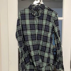 J. Crew Slim Fit Plaid Shirt in Green and Blue, Men’s Size Large